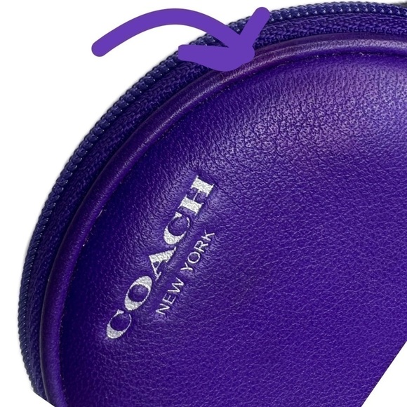 Coach Ultra Violet Purple Round Coin Bag Wristlet in Hangtag Motif Rare - Picture 5 of 9